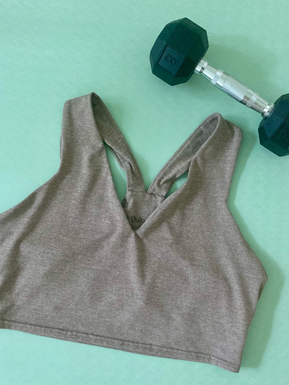 Quince Ultra Soft V-neck Cropped Tank Heather Oatmeal L
